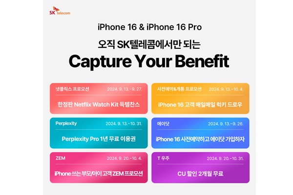 SKT iPhone16 시리즈 사전예약 프로모션. [자료=SKT]