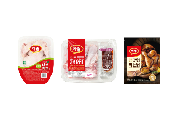 하림 보양식 닭고기 제품 3종 (왼쪽부터) 자연실록 삼계탕용, 매콤마늘소스가 들어있는 닭볶음탕용, 구워먹는 닭./이미지=하림
