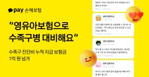카카오페이손보, 영유아보험 수족구 진단비 출시 1년 만에 누적 1억원 지급